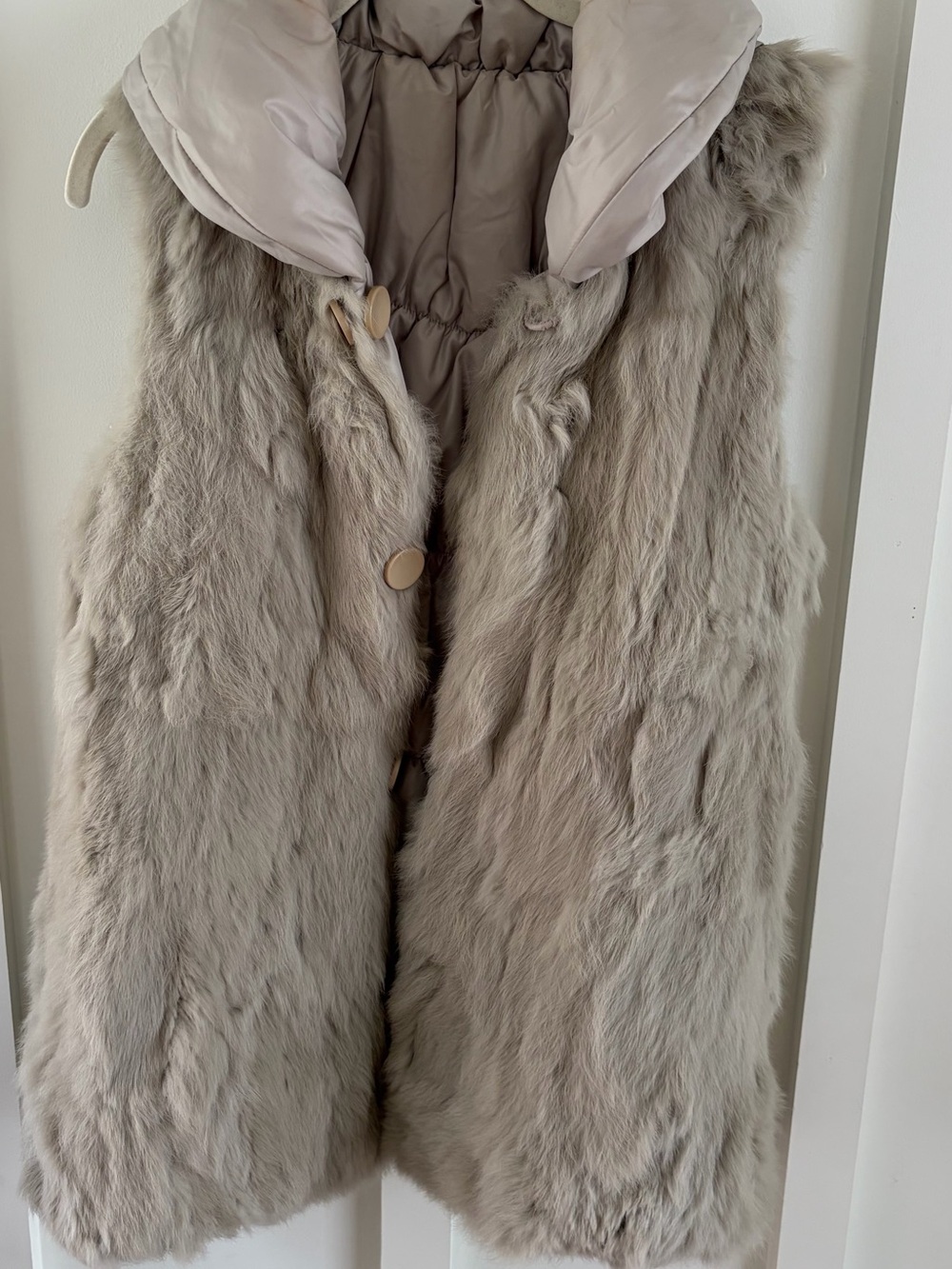 Vintage Women’s Reversible Genuine Fur Vest | Light Taupe | Size M